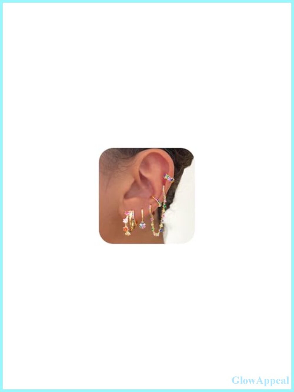 14K Gold Plated Sterling Silver Zircon Earrings Set of 5 for Women